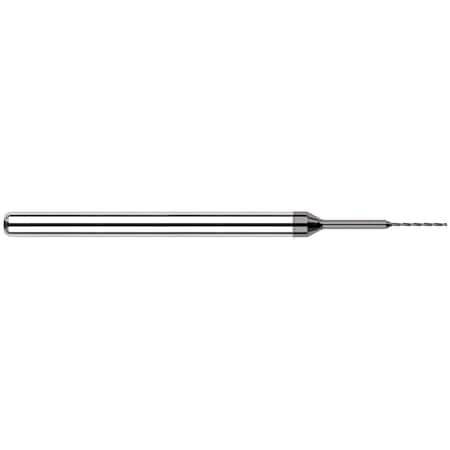 Harvey Tool Miniature Drill 0.0100" Drill DIAx0.1600" Flute L Carbide Drill, 2 Flutes, Amorphous Diamond Coated 20100-C4